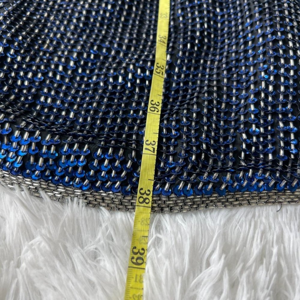 NWT Vintage Sténay 100% Silk Blue Gown Women's Blue and Grey Dress - Picture 8 of 8